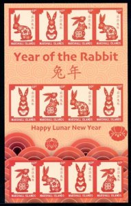 MARSHALL ISLANDS 2022 YEAR OF THE RABBIT  IMPERF SHEET MINT NEVER HINGED