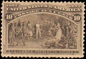 1893 United States #237, Single Incomplete Set, Hinged Thinned