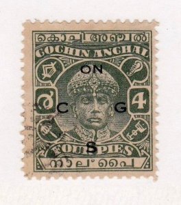 India - Cochin stamp #o50a, used, perf. 11, wmk. 294, CV $24.00