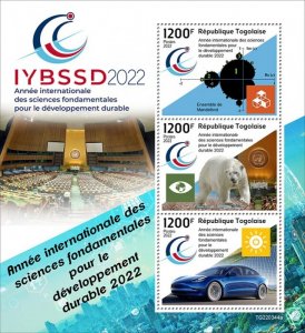 TOGO - 2022 - Int Year of Basic Sciences - Perf 3v Sheet - Mint Never Hinged