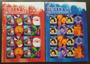 *FREE SHIP Singapore Merry Christmas 2004 Santa Claus Deer Cartoon (sheetlet MNH