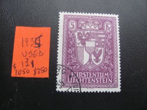 LIECHTENSTEIN 1934 USED SC 131 VF/XF $1050 (178)