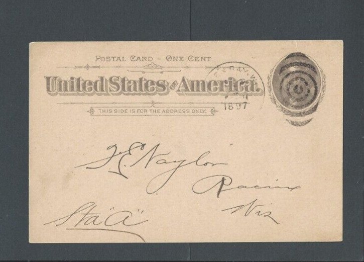 1897 Racine Wi Fancy Cancels Full Sized Target Bullseye