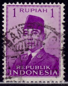 Indonesia 1951, President Sukarno, 1r, sc#387, used
