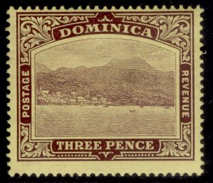 DOMINICA EDVII SG51, 3d purple/yellow, LH MINT.