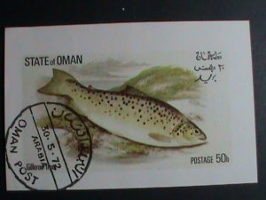 ​STATE OF OMAN STAMP- 1972 BEAUTIFUL  RIVER FISHES IMPERF: CTO -S/S SHEET VF