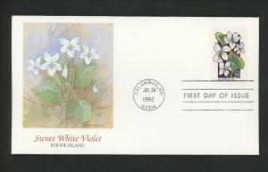 US FDC #2659 Wildflowers 1992 Fleetwood Cachet Rhode Island Sweet White Violet