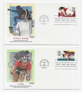 US C109-C112 35c Olympics set of 4 singles on FDCs Fleetwood Cachets ECV $30.00