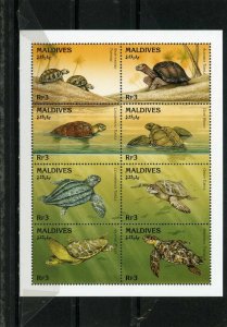 MALDIVES 1995 FAUNA TURTLES SHEET OF 8 STAMPS MNH