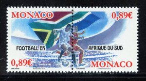 Monaco 2585a-b MNH,  World Cup Soccer Championships Pair from 2010.