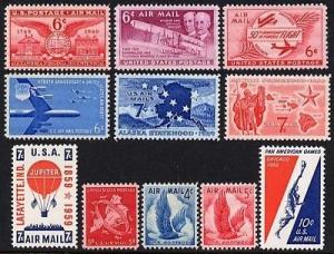 US Scott # C38 / C56 1948 - 1959  Airmails MNH