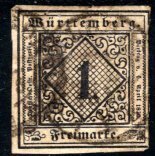 Wurttemberg #1 Used, F/VF,    CV $95 ...   7020230