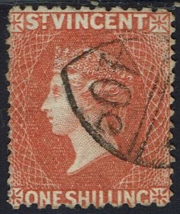 ST VINCENT 1880 QV 1/- WMK STAR USED