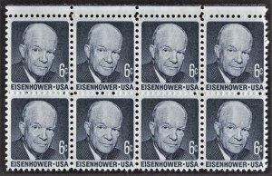 US 1393 MNH VF 6 Cent Eisenhower Block of 8