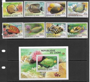 Zaire 974-81A MNH Fish cpl. set, vf.  2022 CV $11.90