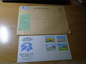 Zambia  #  127-30  FDC in envelope adressed to Minister of Post
