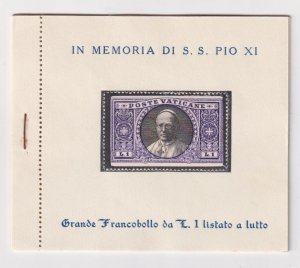 Vatican 1939 complete Booklet  Mourning stamp, death of Pope Piux XI / M210