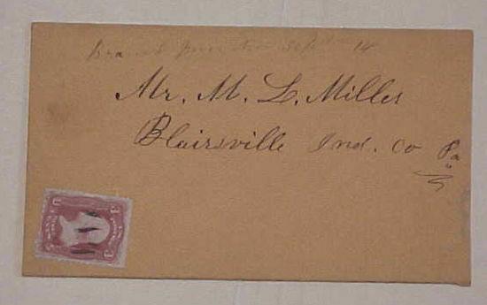 US COVER #94  DPO BRANCH JUNCTION PA CIRCA 1868