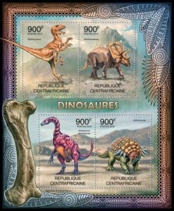 Central Africa MNH S/S Dinosaurs 2012 4 Stamps