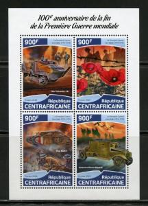 CENTRAL AFRICA  2018  100th ANNIVERSARY OF THE END OF WORLD WAR I SHEET  MINT NH