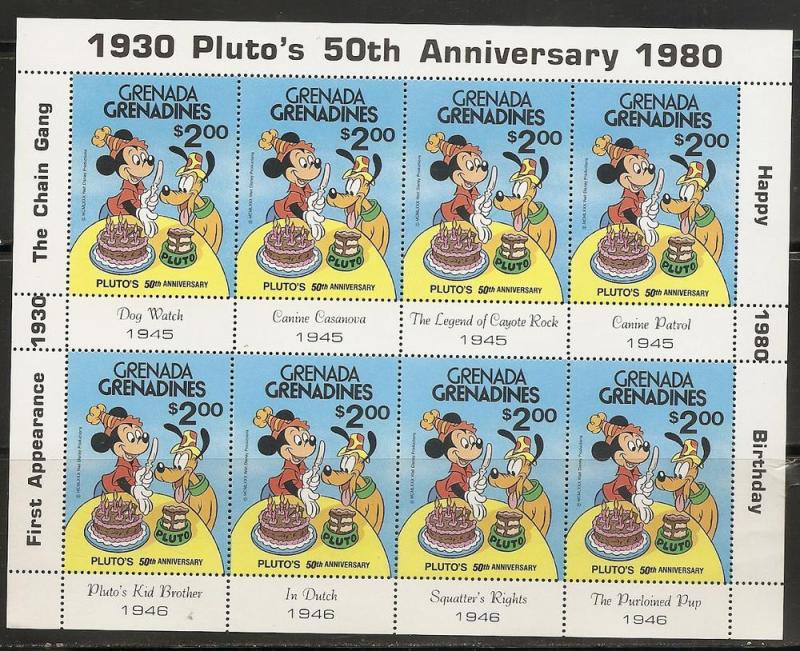 Grenada Grenadines 428 1981 Disney Pluto m/s MNH