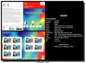 CANADA # BK468 - MNH - International Year of Chemistry (2011) 10 x (P)