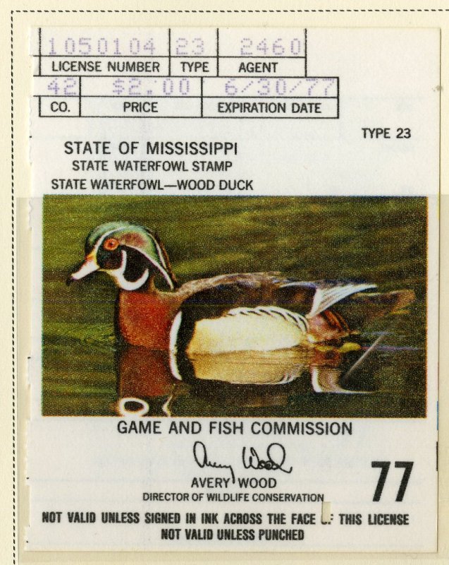 US MS1 MISS STATE DUCK STAMP 1976 MNH SCV $18.00 BIN $9.00