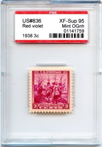 US SCOTT #836 MINT-XF-SUP-OG-NH GRADED 95 PSE ENCAPSULATED SMQ $25 (8/14/24 GP)