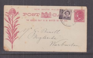 NEW SOUTH WALES, POSTAL CARD, 1890 QV 1d. used in 1948 1d. Princess Elizabeth.