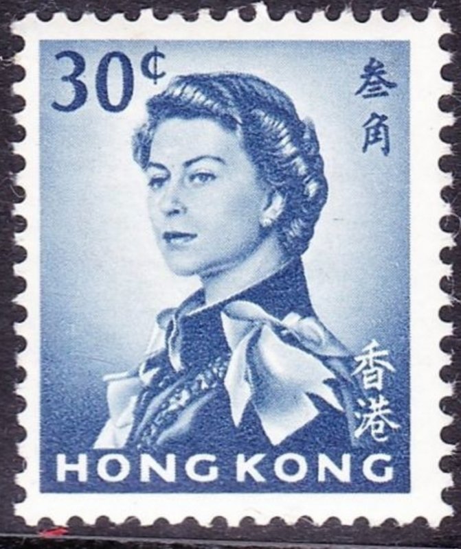 HONG KONG 1962 QEII 30c Chalky Blue SG201a MNH