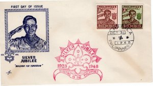 Philippines 1948 Sc 528a-9a (perforate) FDC-3