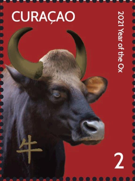 Postage stamps of Curacao 2021 - Chinese New Year - Year of the Ox