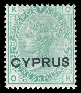 Cyprus 1880 QV 1s green MLH. SG 6. Sc 6.