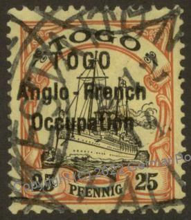 TOGO (FRENCH OCCUPATION) DAHOMEY USED IN TOGO 1914 25c ULTRAMARINE DEEP BLUE  USE