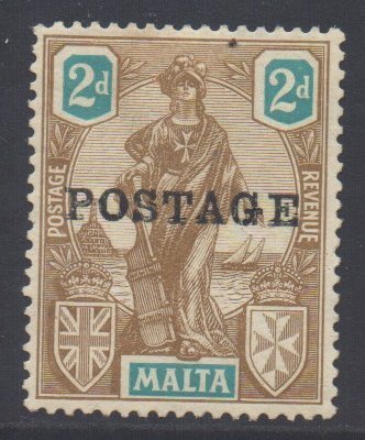 Malta Scott 120 - SG147, 1926 Postage Overprint 2d MH*
