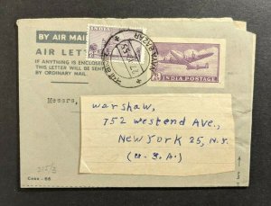 1955 Naya Bazar India Airmail Cover to New York City USA