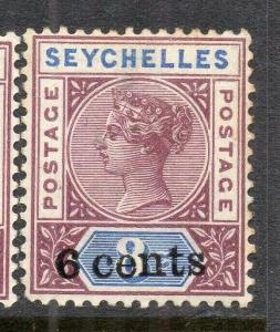 Seychelles 1901 Early Issue Fine Mint Hinged 6c. Surcharged 308997