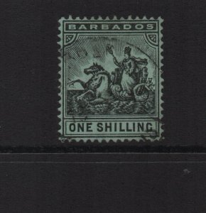 Barbados 1910 SG169 MCA watermark one shilling used