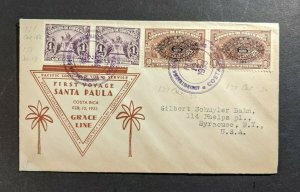 1933 Santa Paula Maiden Voyage Grace Line Cover Costa Rica to New York