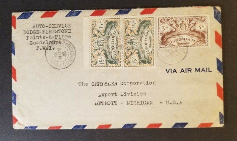 1946 Guadeloupe Detroit Michigan Chrysler Automobile Advertising Airmail Cover