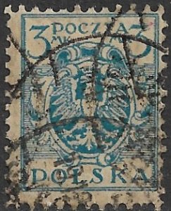 POLAND 1920-22 3m Polish Eagle Issue Sc 151 VFU