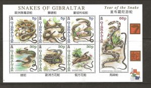 Gibraltar Sc 870a NH issue of 2001 -Snakes