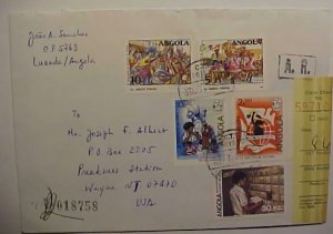 ANGOLA  REGISTERED 15 STAMPS 1988 TO US