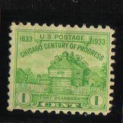 #728 MH  1c Century of progress 1933 Issue