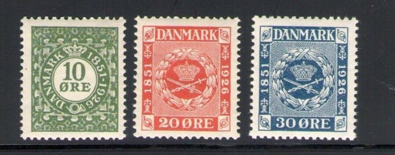 1926 Denmark, Denmark, 75° Anniv. First Stamps Danish - 3 Val N° 165