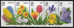 UNITED STATES, 2764A, MNH, STRIP OF 5, FLOWERS