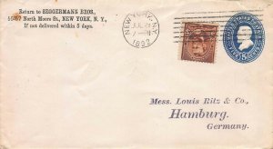 U.S. Scott #223 on U330, on 1892 Cover, Sent to Hamburg, Germany