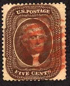 U.S. #30 Used Red Grid Cancel