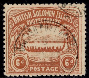 BRITISH SOLOMON ISLANDS EDVII SG6, 6d chocolate, USED. FORGERY