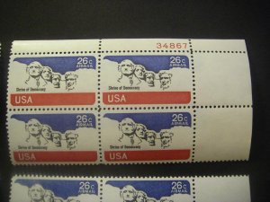 Scott C88, 26c Mt Rushmore, PB4 #34867 x4, Matched Set, MNH Airmail Beauties